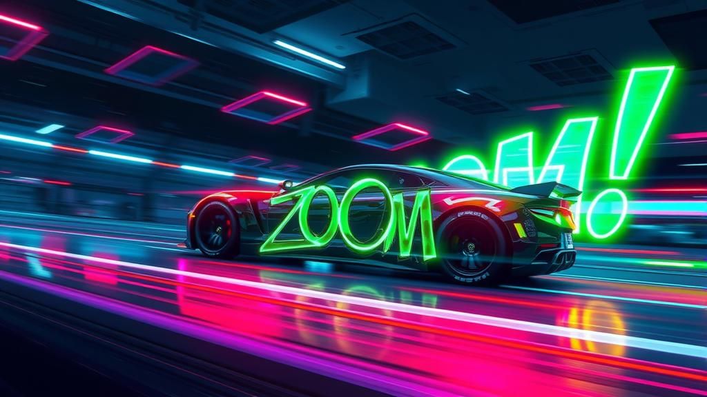 Futuristic Race Car Speeding on Cyberpunk Track