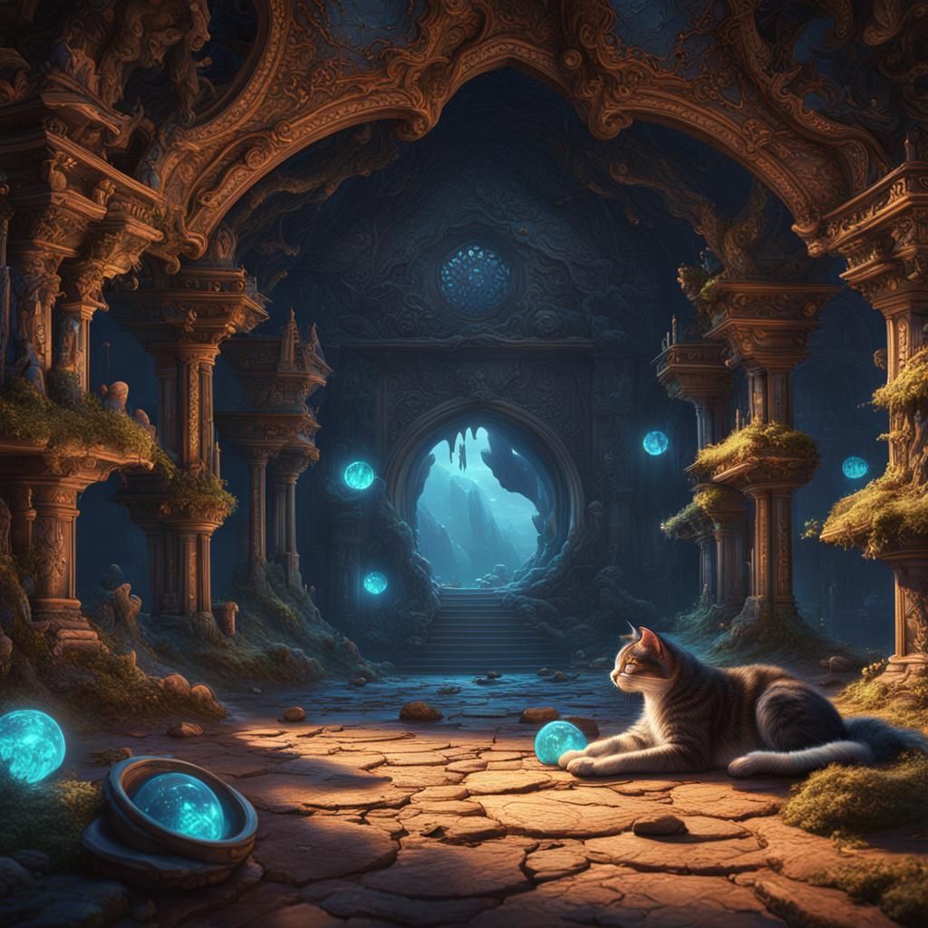 Fantastical Catnap in Detailed Matte Painting
