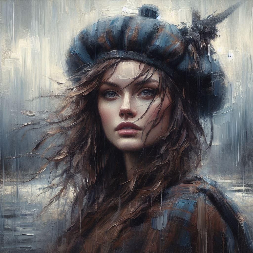 Highland Figure in Oil Painting Style