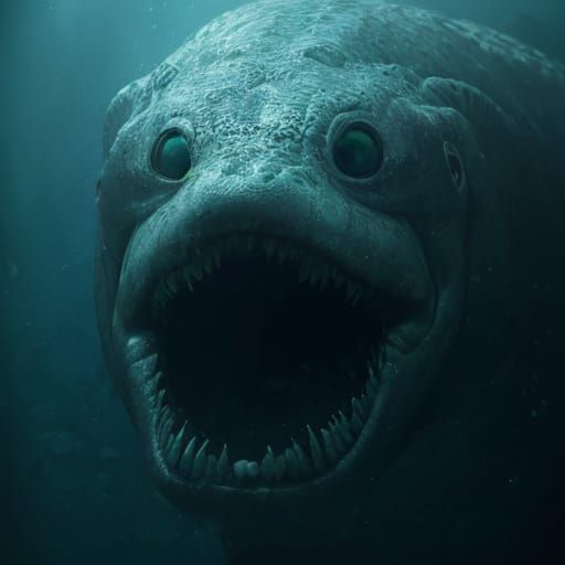 Gargantuan Moray Eel Sea Monster in Hyperrealistic Cinematic...