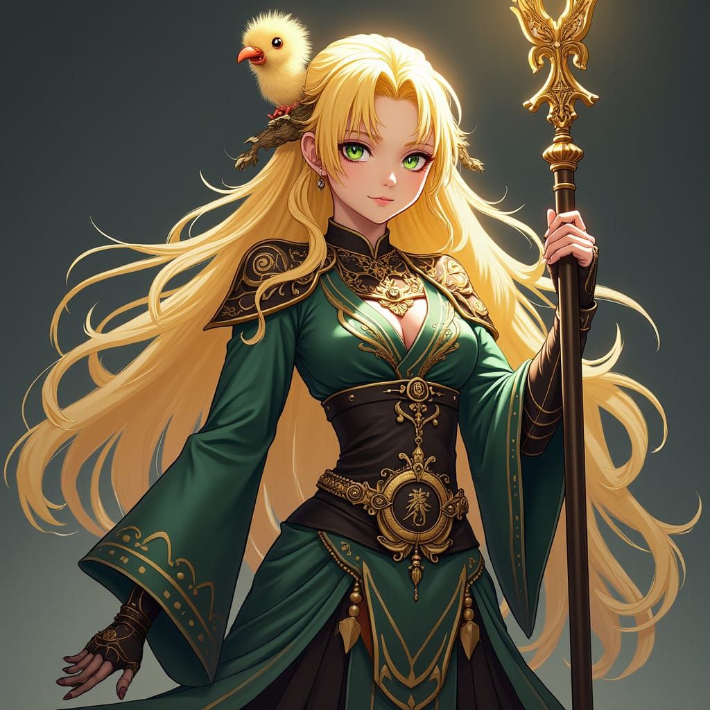 Mystical Summoner in Elegant Yin Yang Robe, with Chocobo