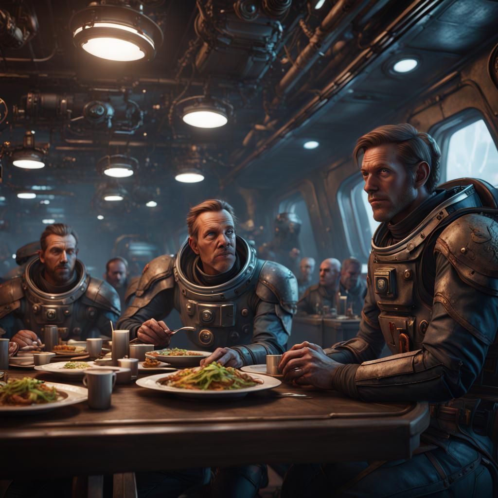 Space Captain Meal in a Detailed Matte Painting