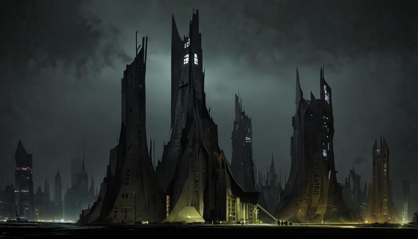 Kafkaesque Megacity in German Expressionist Style