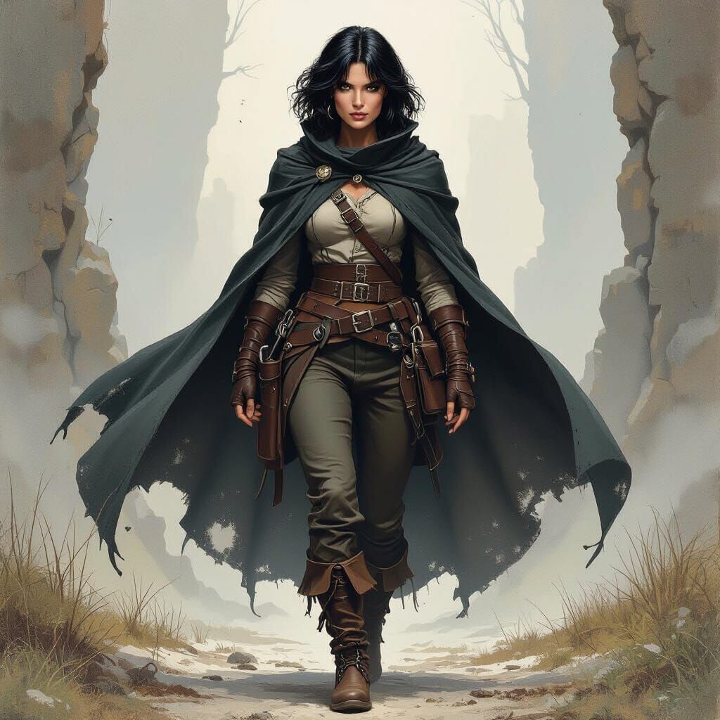 Shadow Witch Ready for Adventure, Frazetta Style