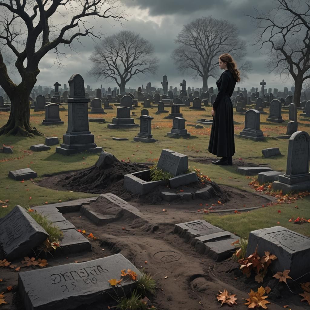 Sorrow in an Ancient Cemetery: Matte Painting