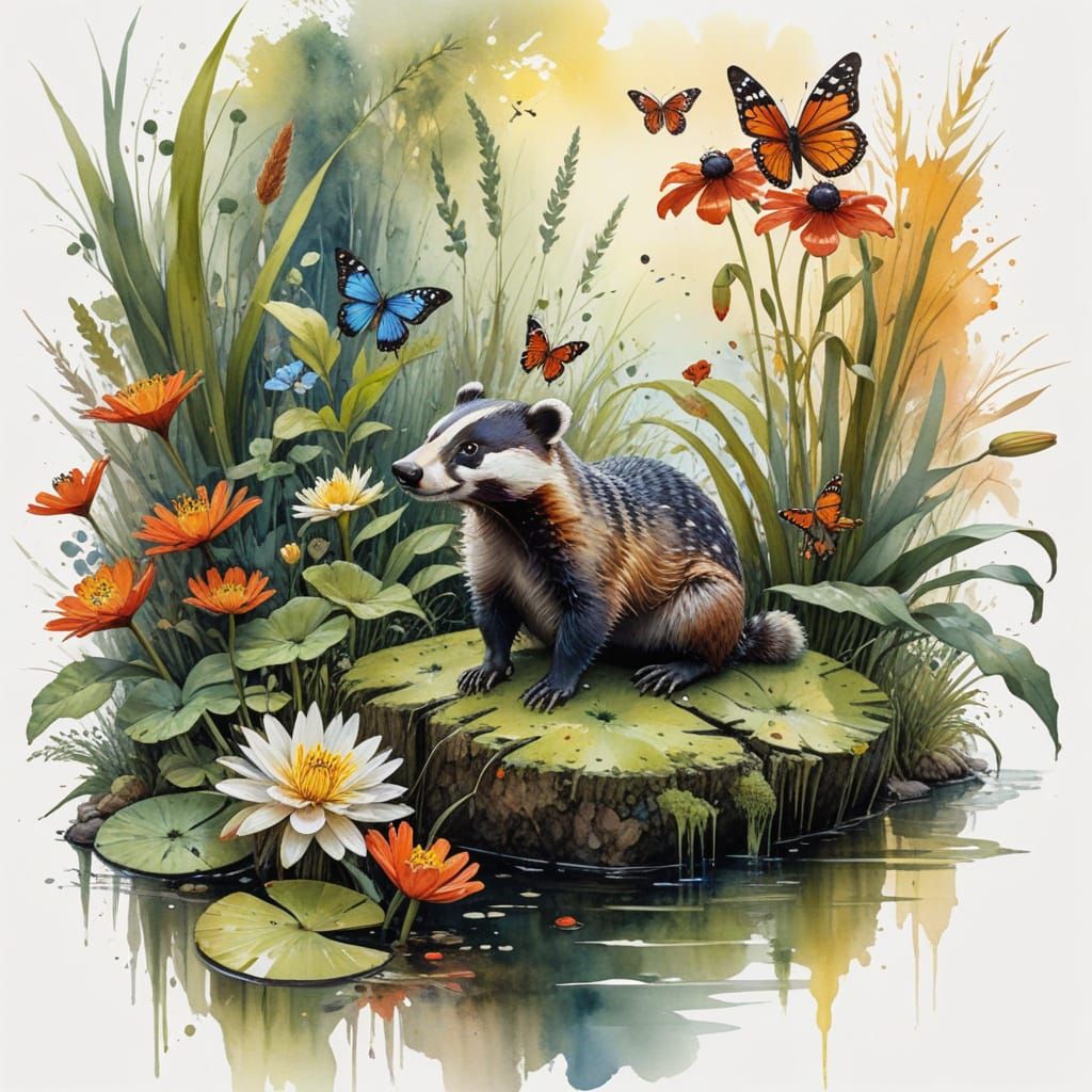 Enchanted Woodland Sanctuary with Confident Badger and Livel...