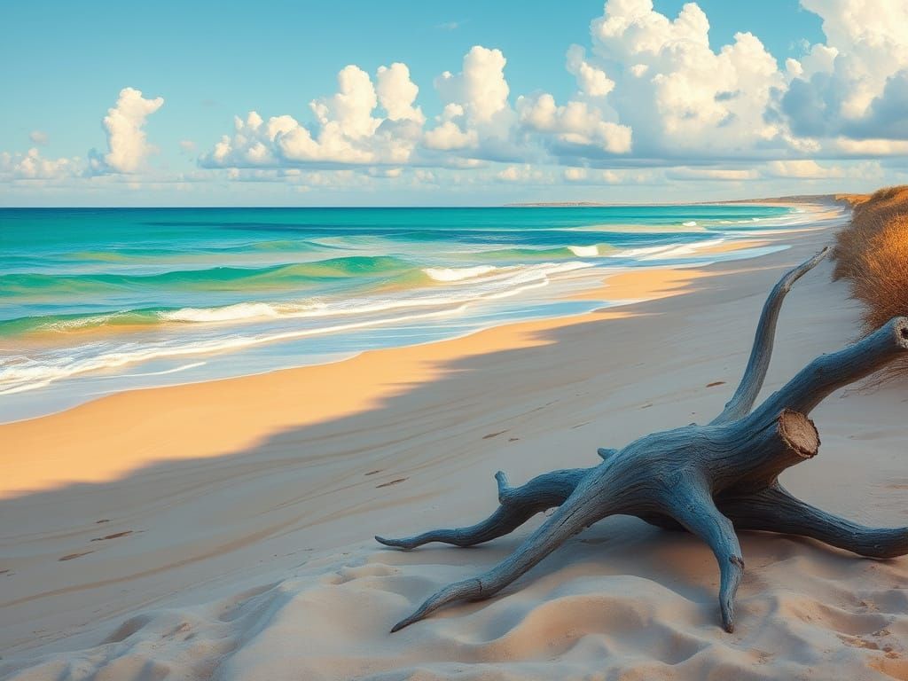 Impressionist Dreamscapes: Serene Beach Scene
