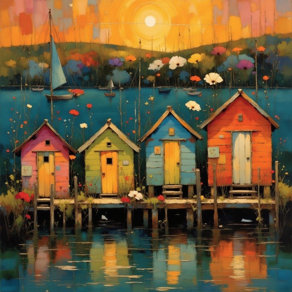 Vibrant Fishing Villages Under Golden Hour Light