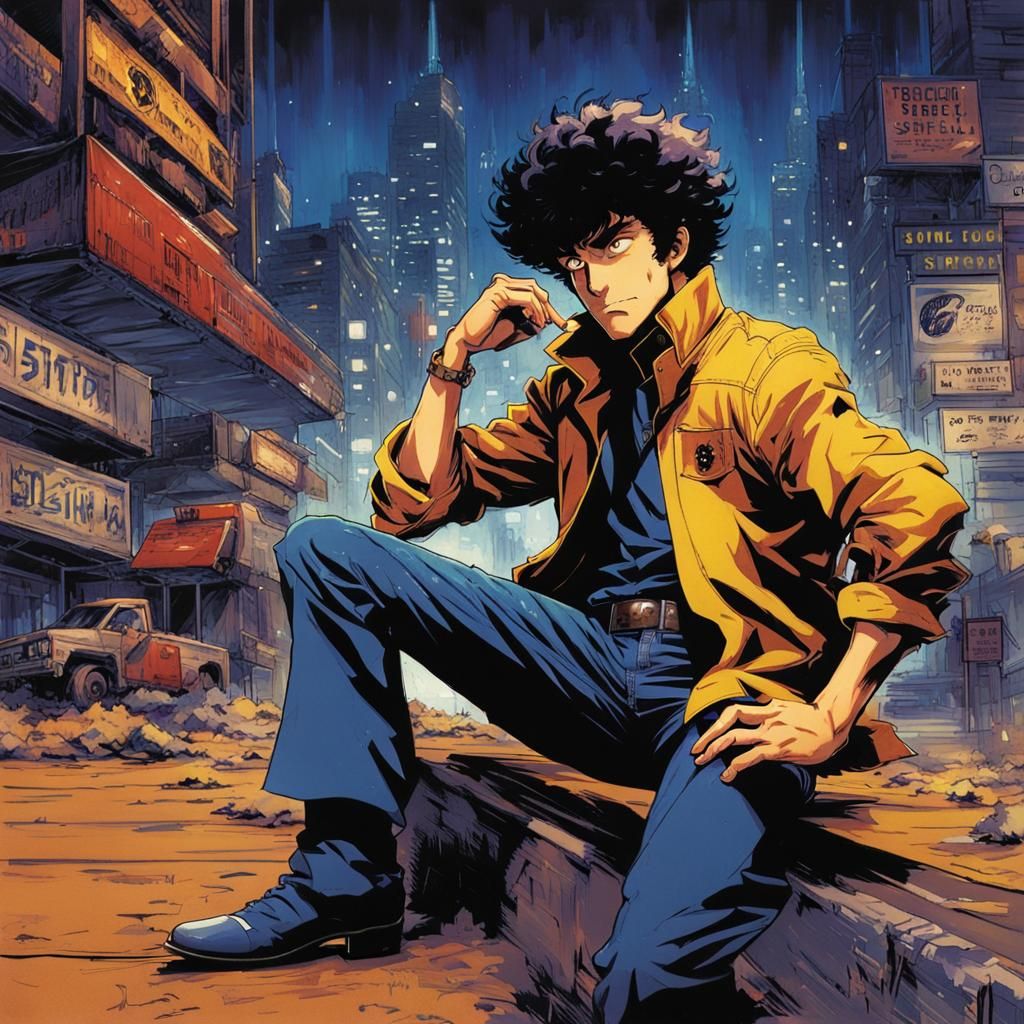 Spike Spiegel Posing in Comic Book Art Style