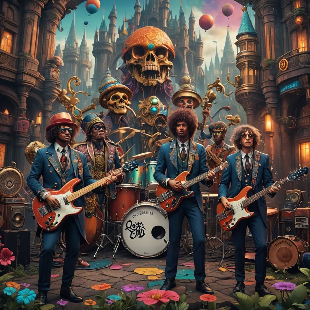 English Funk Band: Detailed Matte Painting