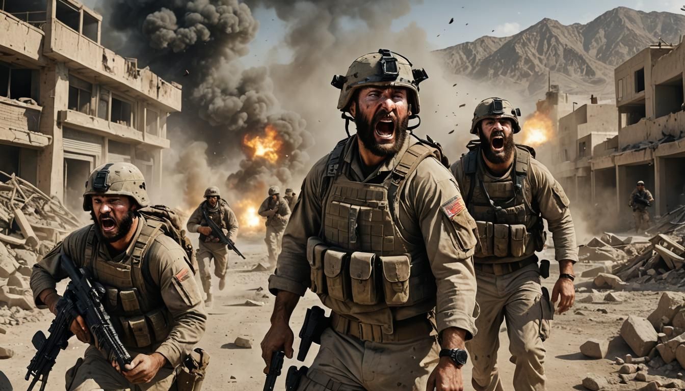 Marines in Combat: Hyperrealistic Concept Art