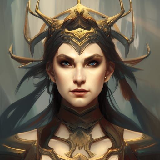 Evil Elf Warrior Portrait in Hyperdetailed Style