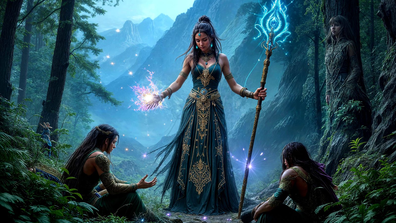 Female Healer Casting a Healing Spell in Photorealistic Styl...