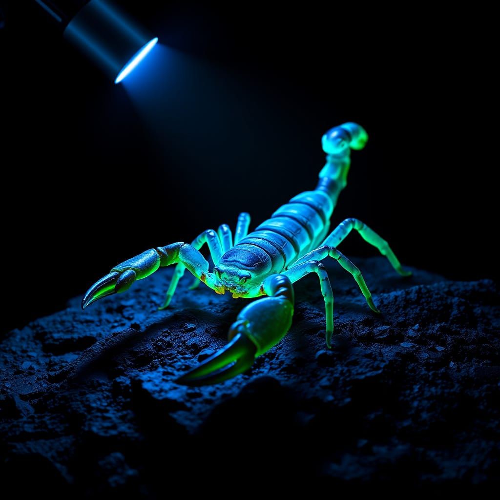 Glowing Scorpion in Dark, Granite-Like Environment