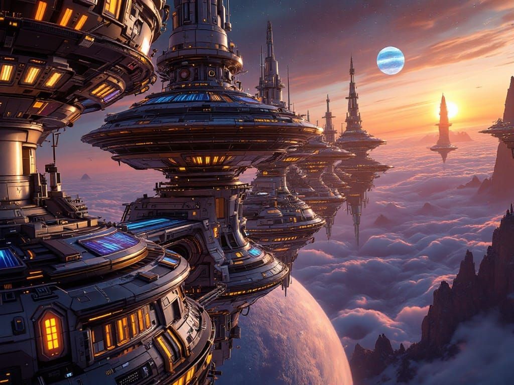 Futuristic Space Station in Gas Giant Orbit