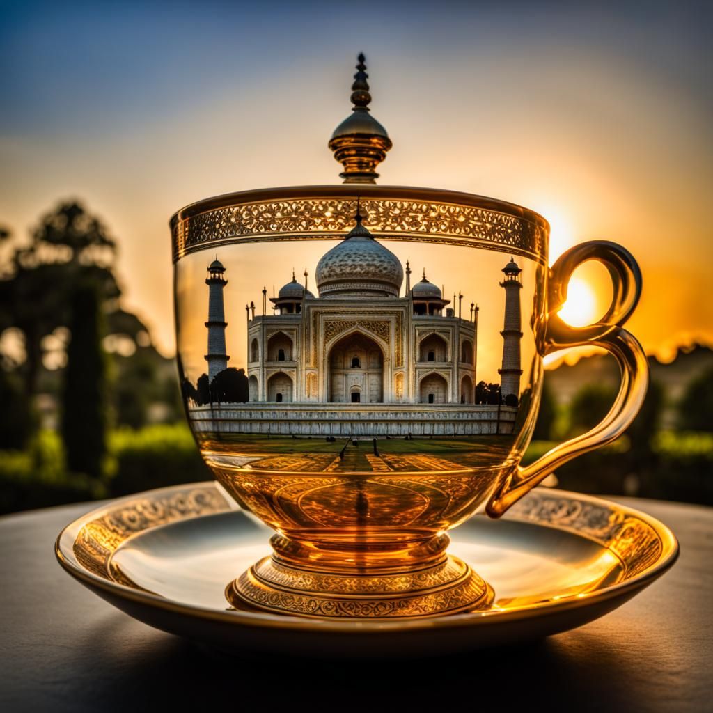 Miniature Taj Mahal Inside a Teacup