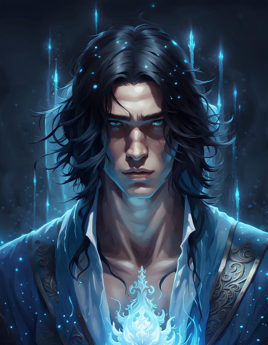 Bioluminescent Young Prince Surrounded by Magic