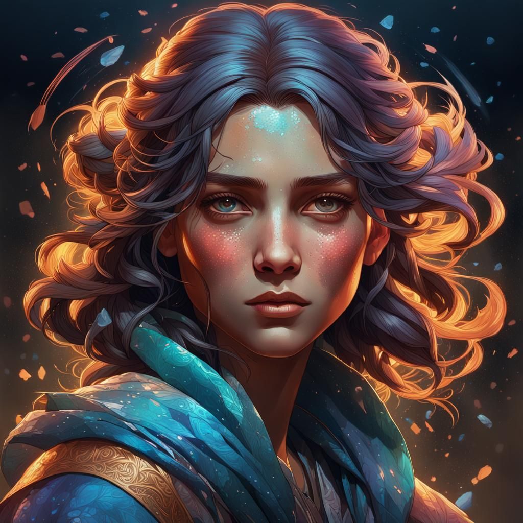 Detailed Portrait in Art Nouveau Style