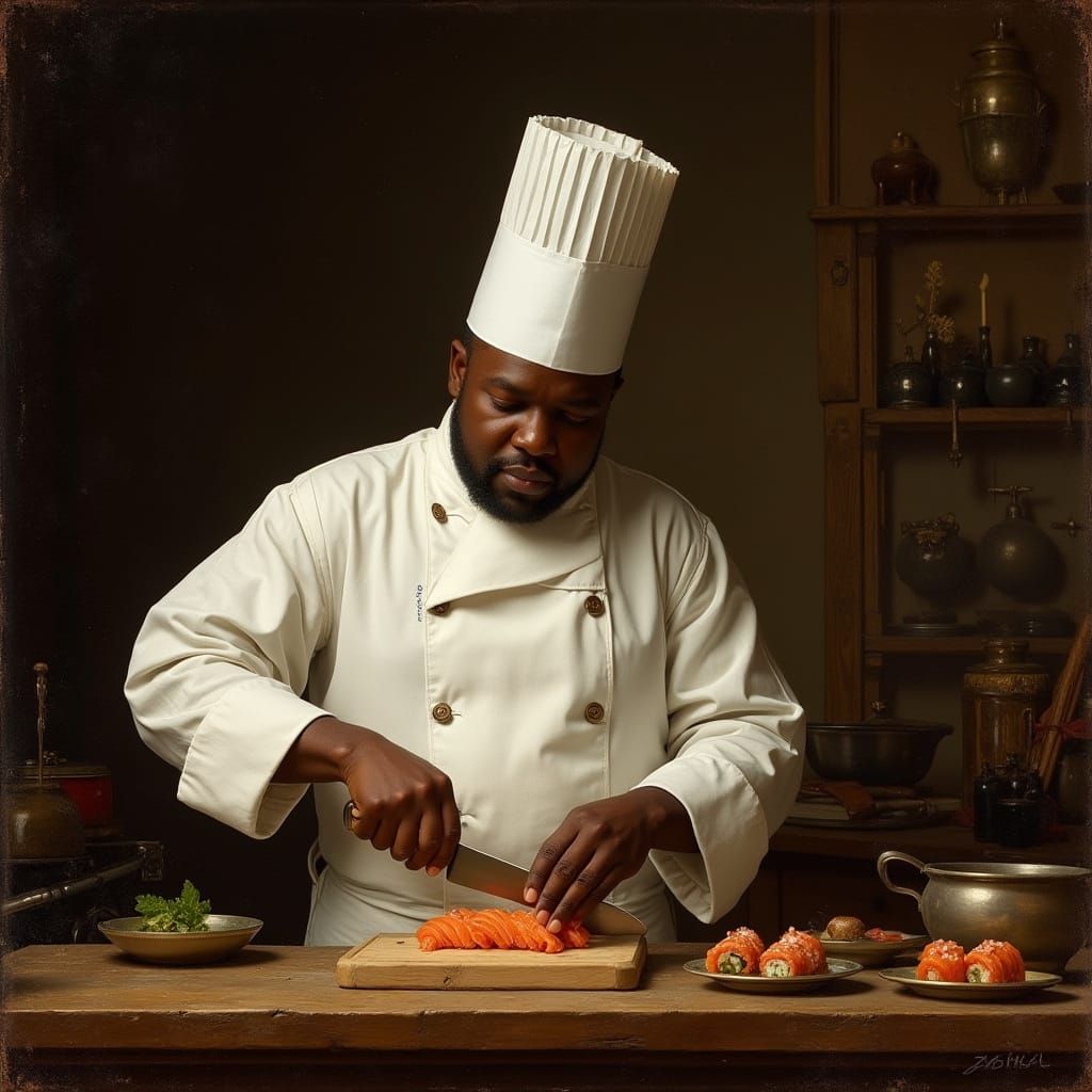 Louis Armstrong as Sushi Chef in Baroque Style