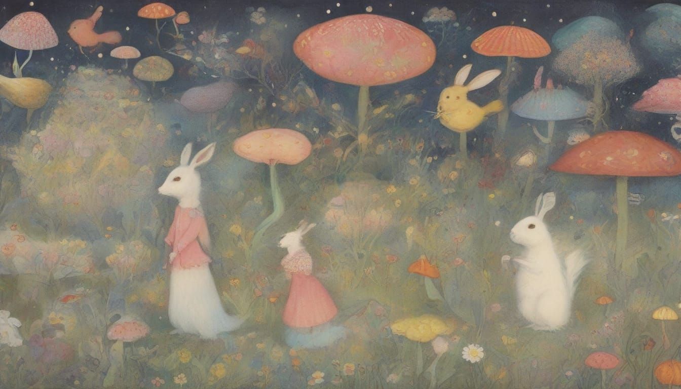 Whimsical Wonderland Scene in Pastel Palette