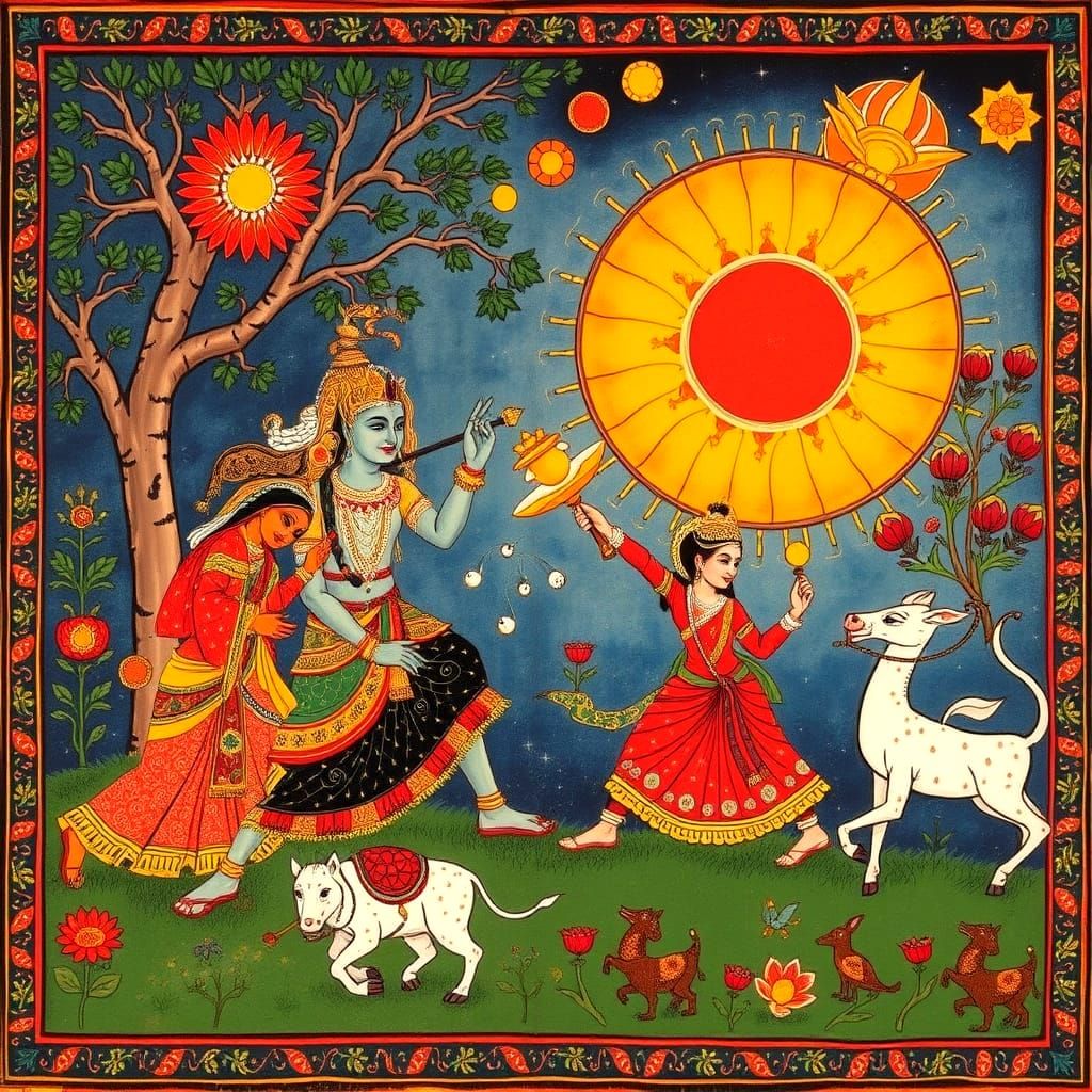 Madhubani Mahabharata Poetic Painting