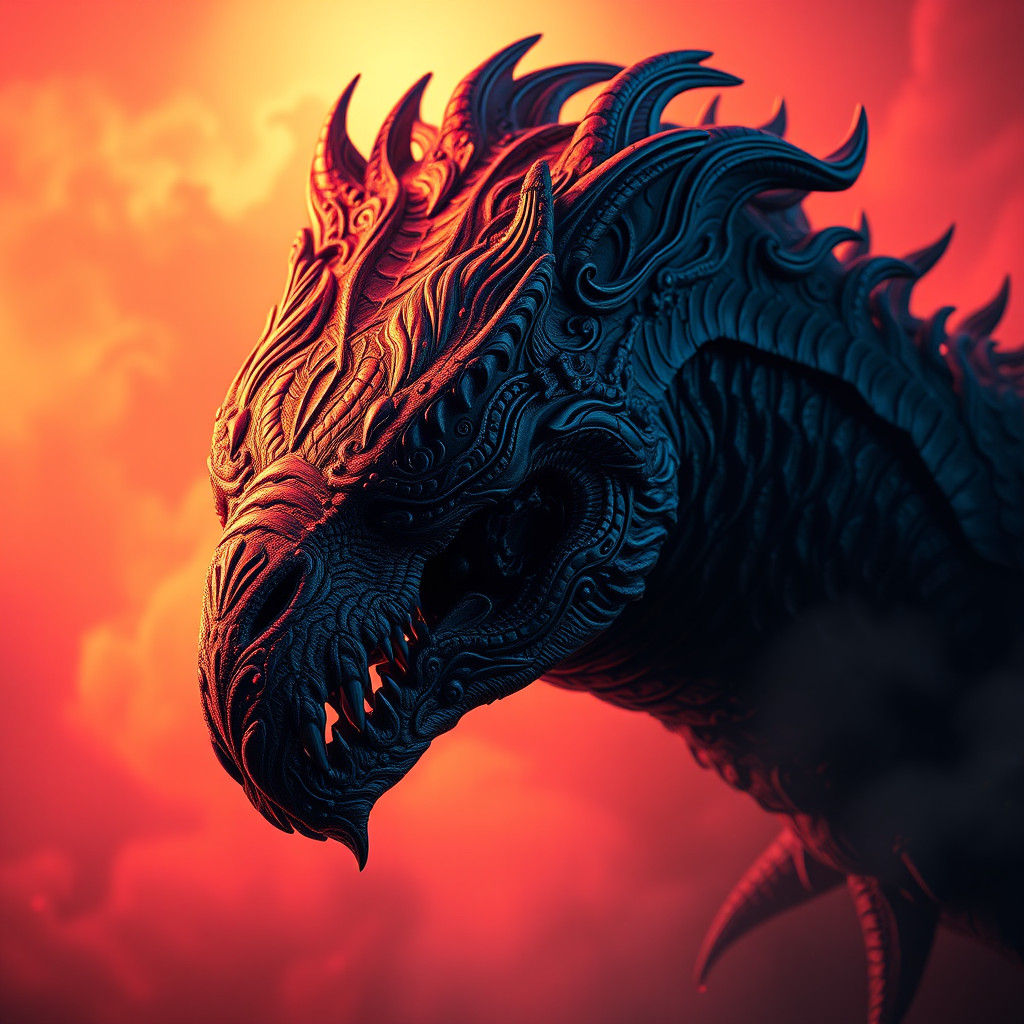 Majestic Monster Portrait in Art Nouveau Style