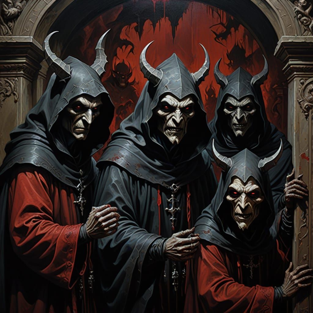 Dark Fantasy Ritual in a Hidden Chamber