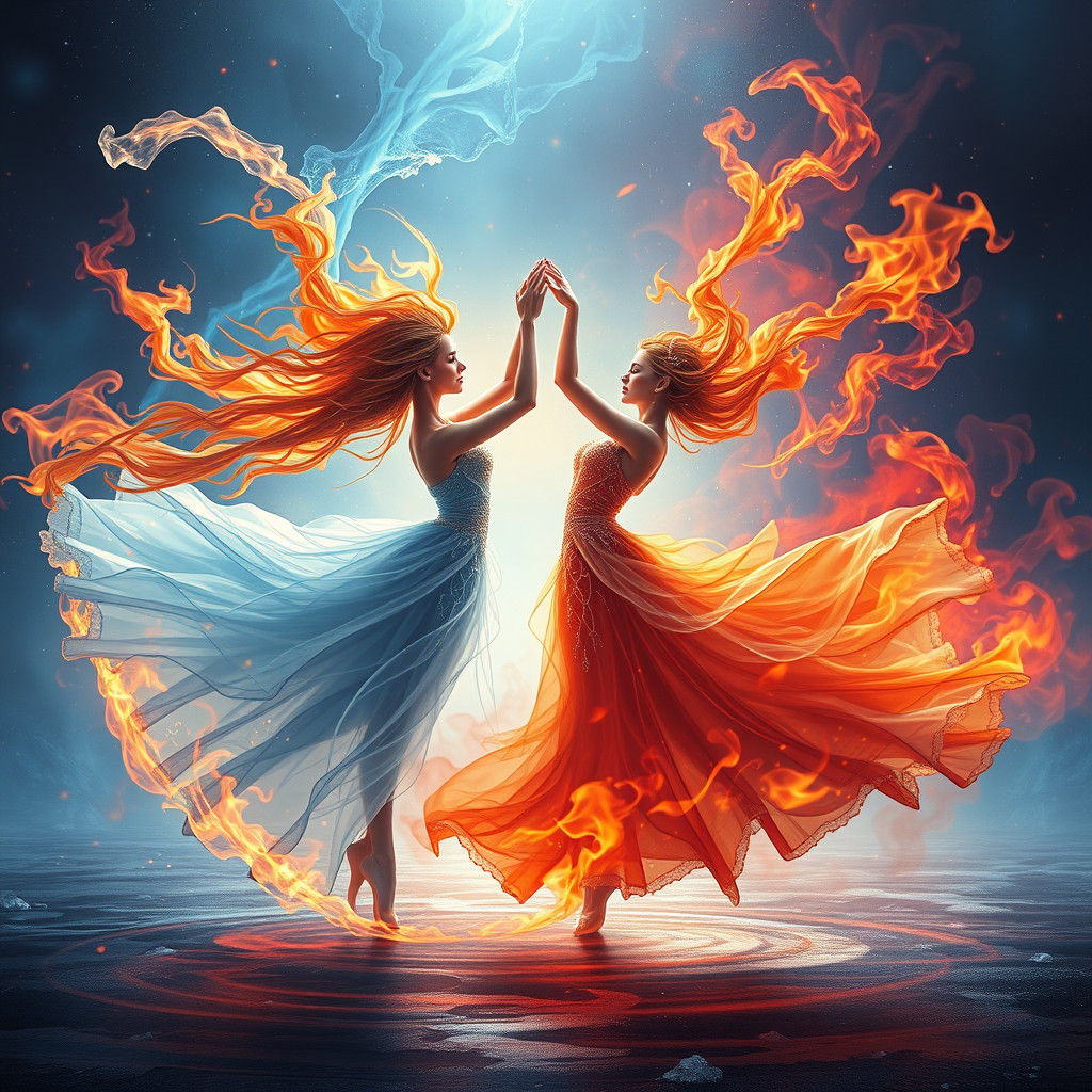 Ethereal Fire and Ice Ballet Dancers