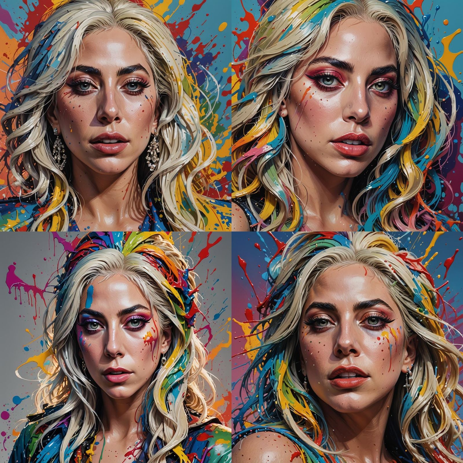 Hyperrealistic Portrait of Lady Gaga in Splash Art Style