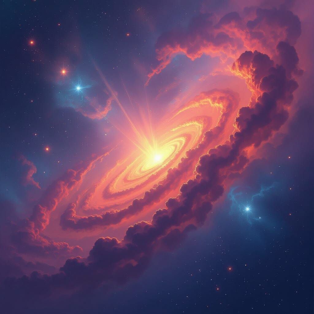 Vibrant Swirling Nebula Sky with Cosmic Dust