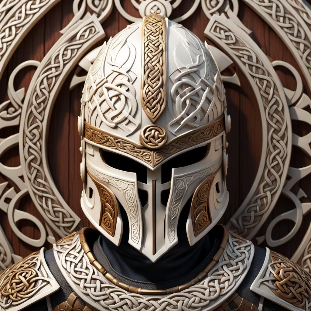 Celtic Carved Ivory Warrior Helmet in 3D