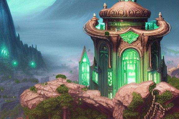 Emerald Green Tower in Detailed Matte Painting