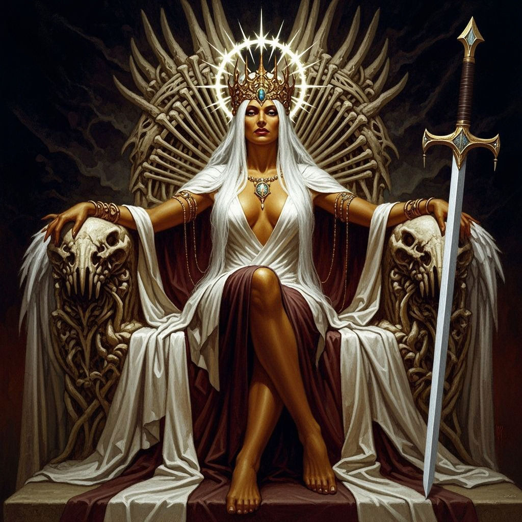 Goddess on Throne of Bone and Gold
