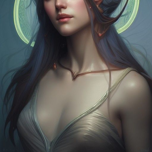 Elven Goddess Portrait in Hyperrealistic Style