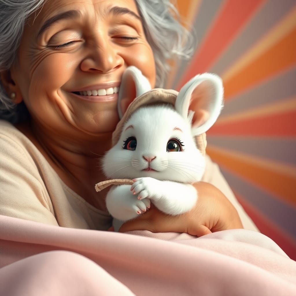 Angora Rabbit's Affection: A 3D Rendered Portrait