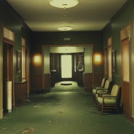 Creepy Liminal Hotel Lobby in Old Film Style