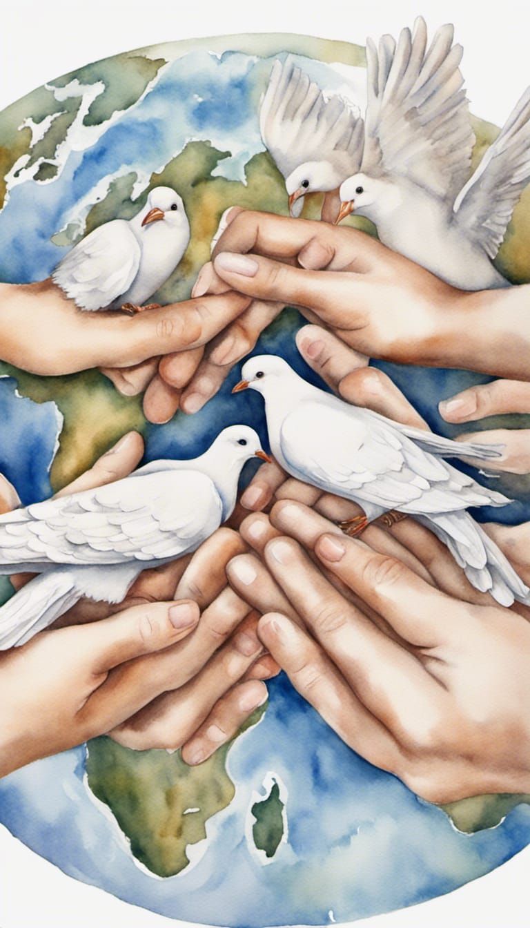 Watercolor Peace: Dove, Friendship, and Earth