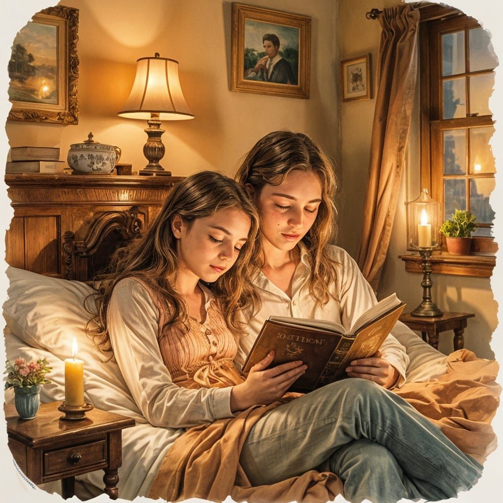 A Gentle Friend Reads Poetry to a Sleeping Companion in a Co...