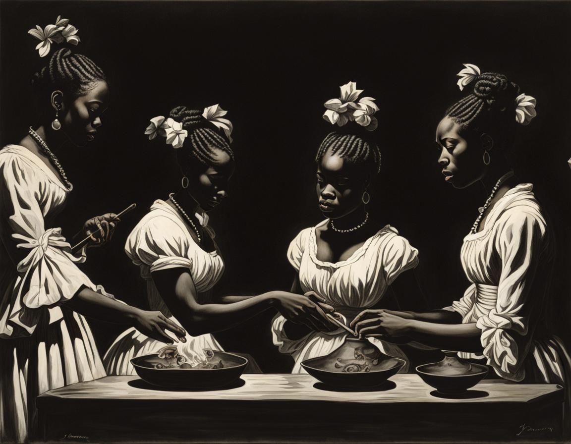 Rococo Mezzotint of Voodoo Ritual