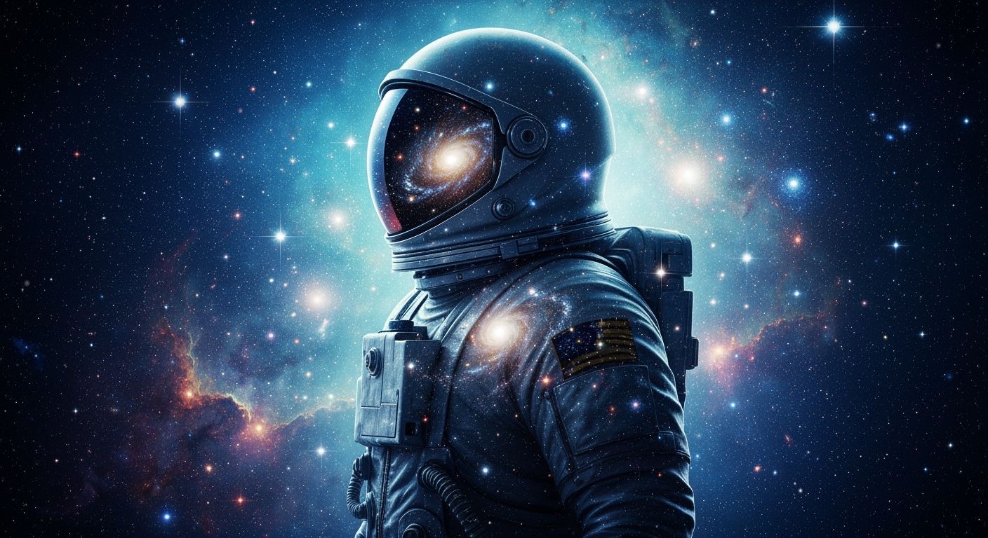 Surreal Astronaut in Cosmic Nebula Portrait