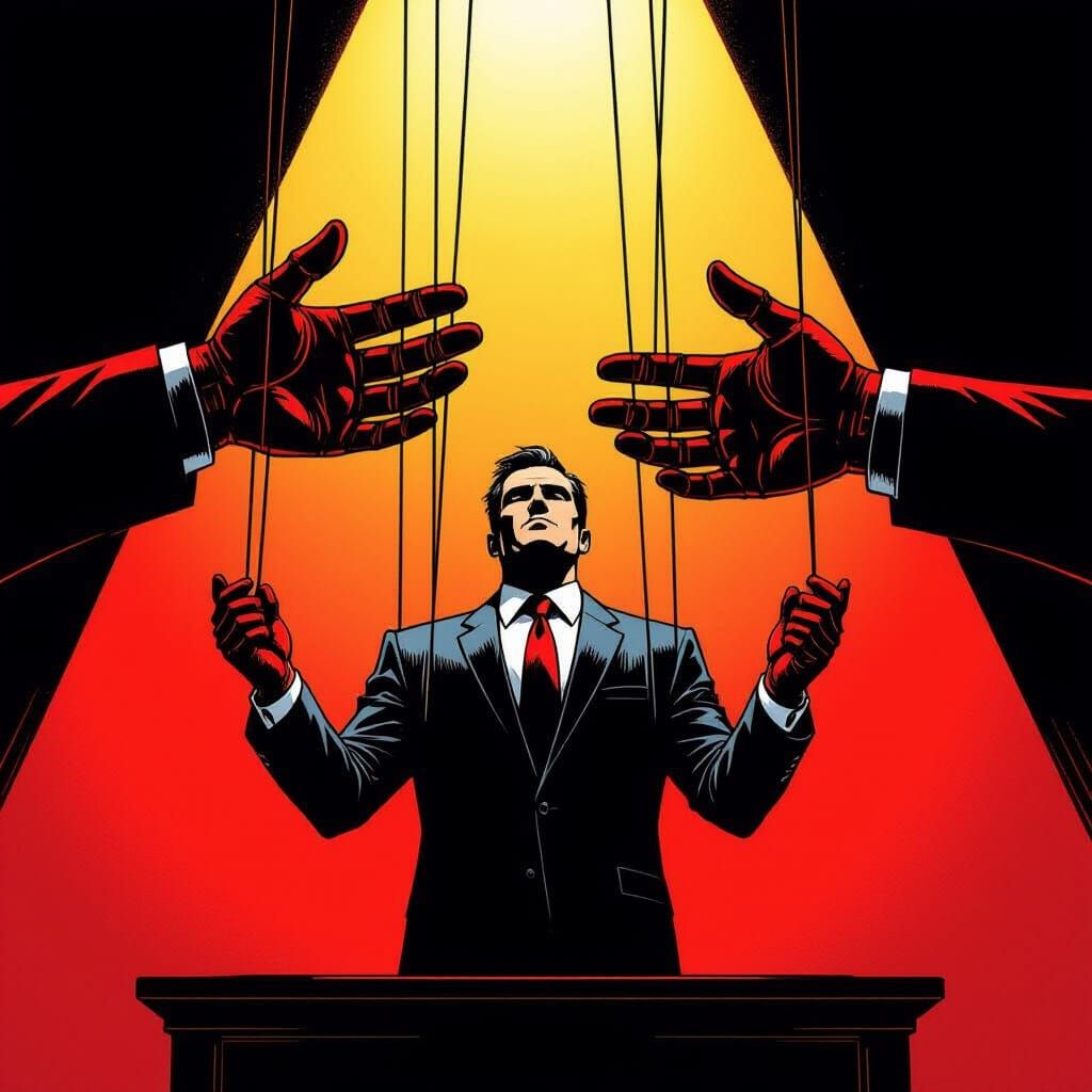 Politician Marionette in Graphic Novel Style