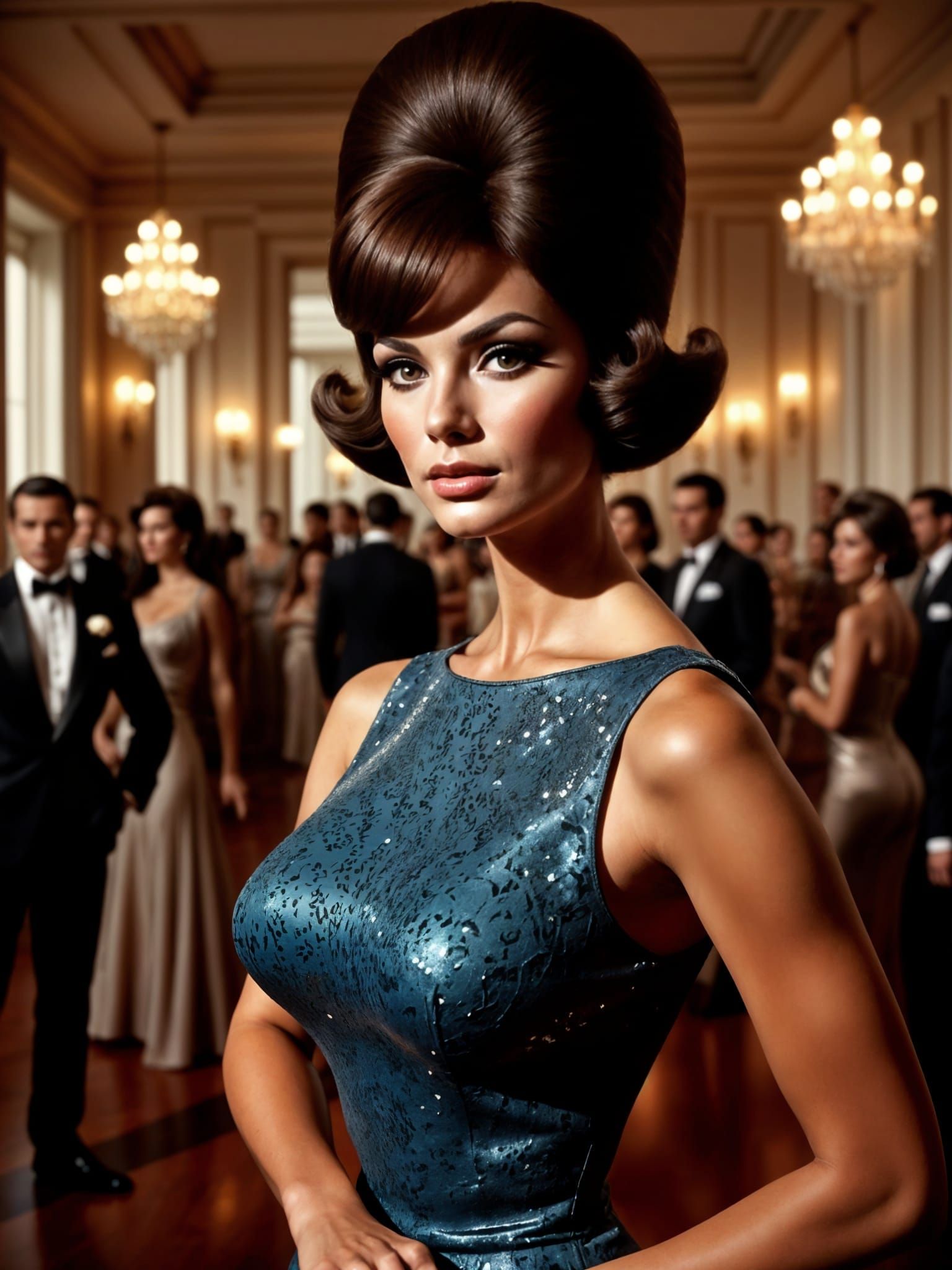 Glamorous 1960s Woman in Art Deco Ballroom