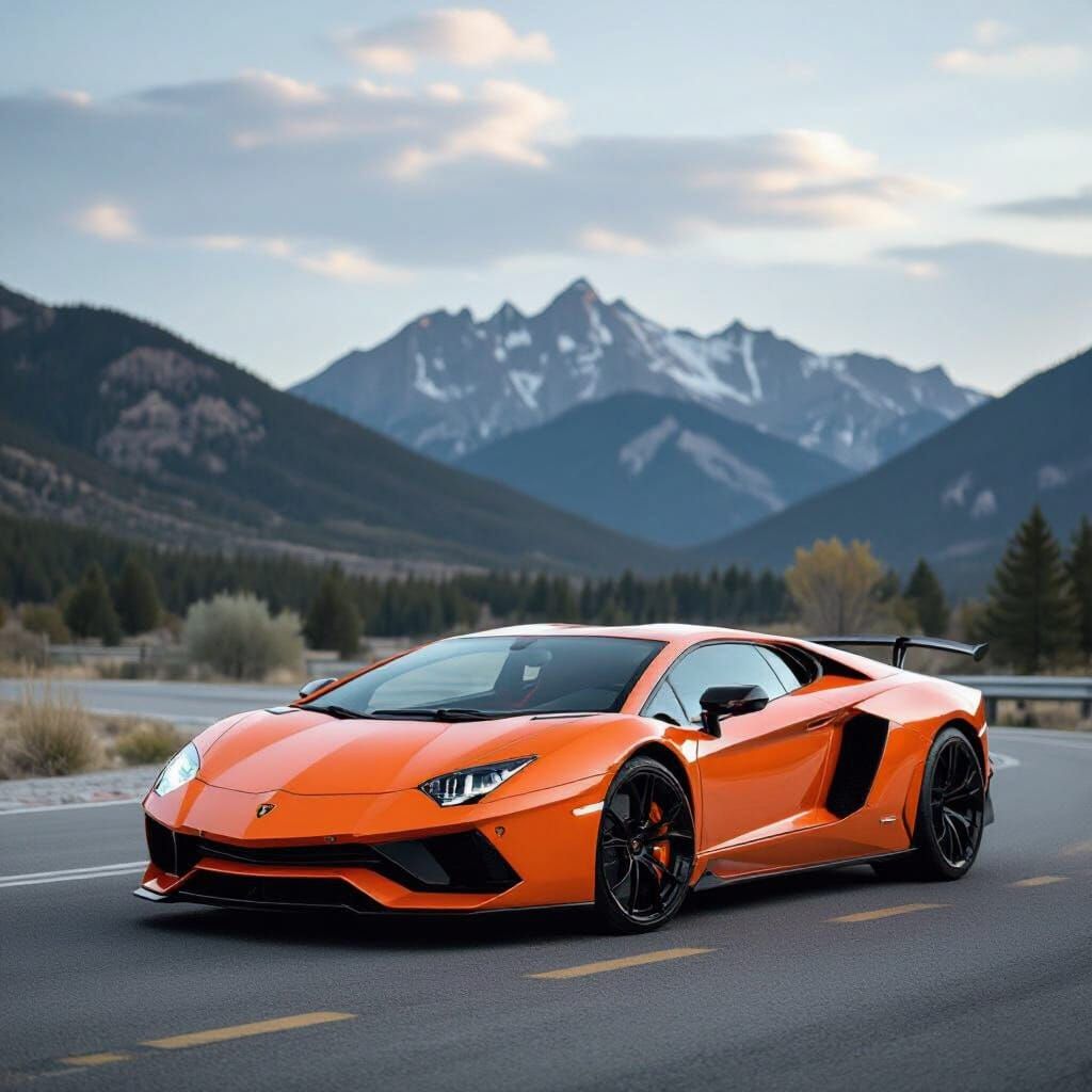 Sleek Lamborghini Sports Car on a Scenic Road