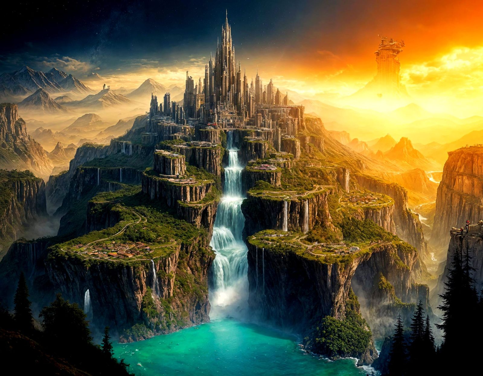 Multi-Layered Landscape in Matte Painting Style