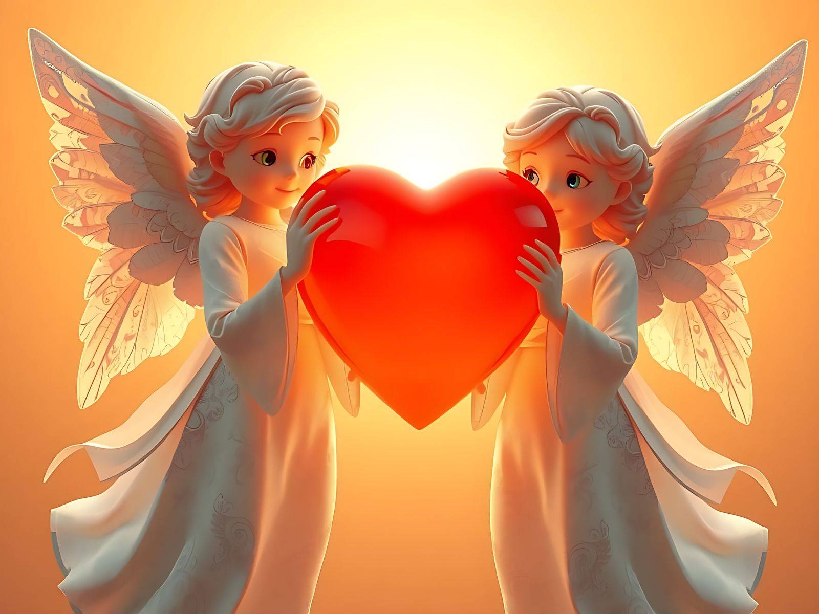 Surreal Angels Deliver Heart in Vibrant 3D Digital Art