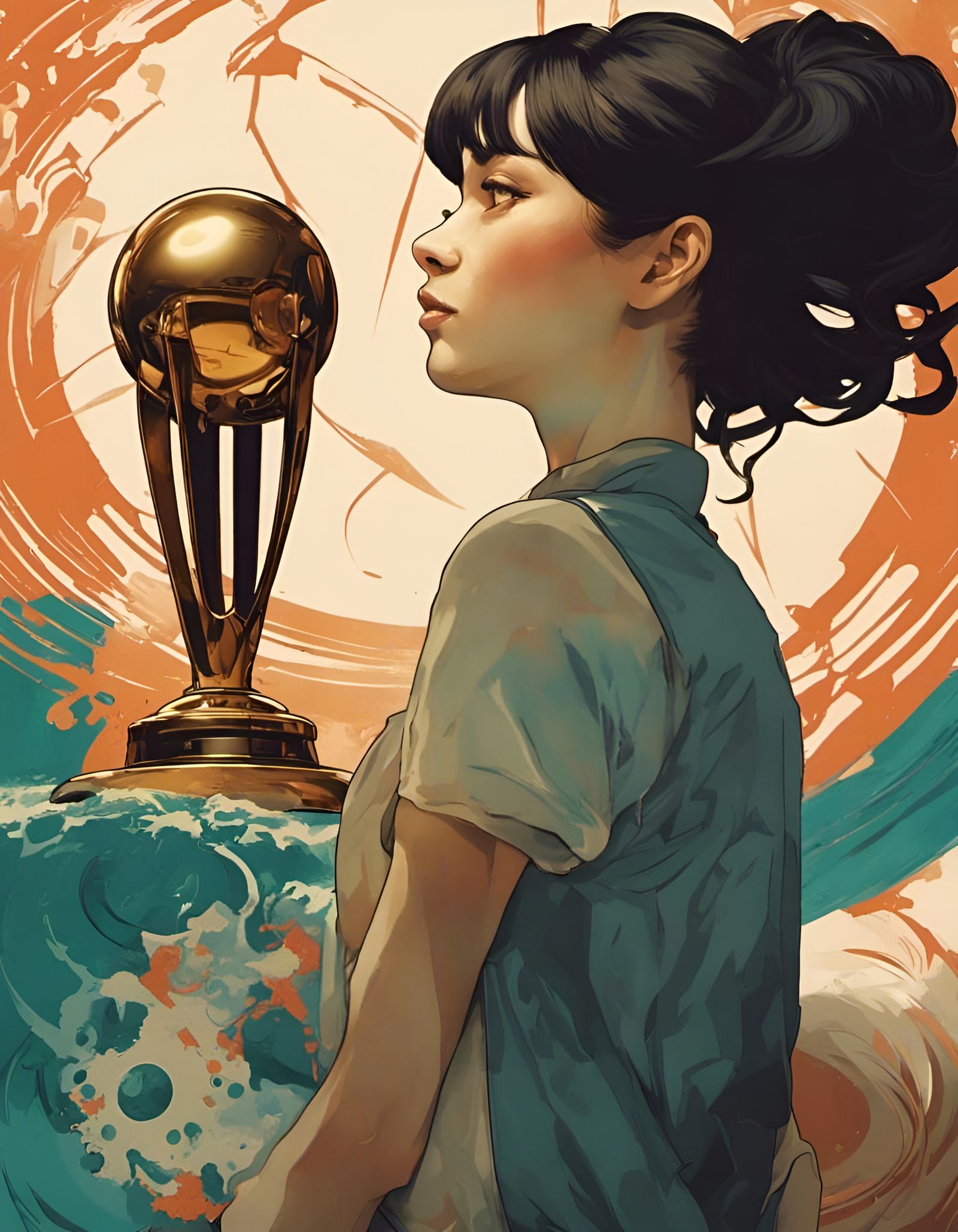 Bowling Trophy Movie Poster Art Nouveau Style