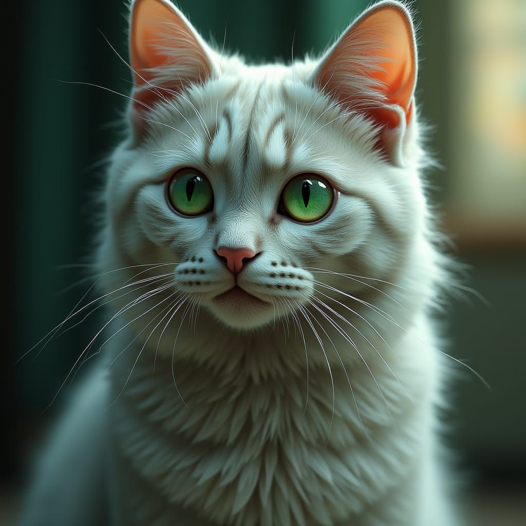 Regal Silver Tabby Cat with Piercing Green Eyes