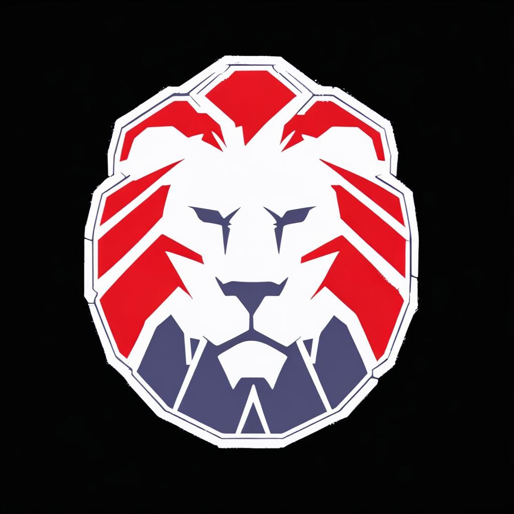 Red Battlemech with Lion Decal, Matte Painting Style