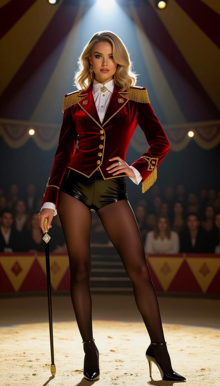 Ringmaster in Velvet Jacket Inside Circus Tent