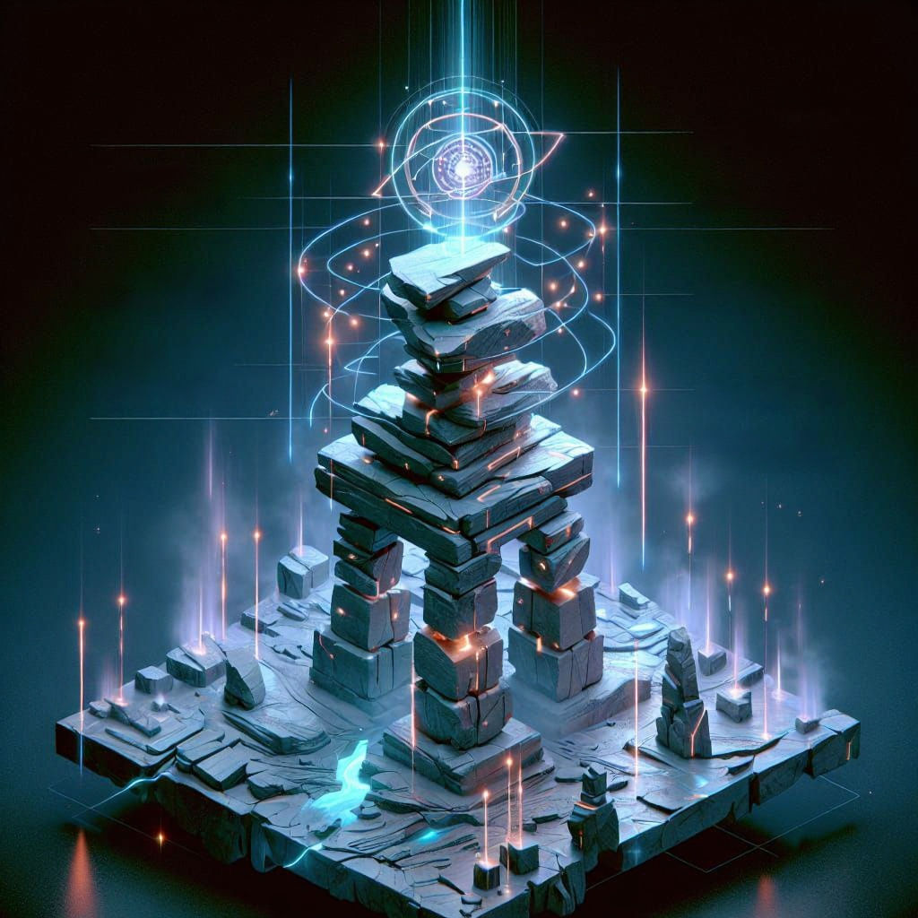 Isometric Inukshuk Structure with Geothermal Lighting